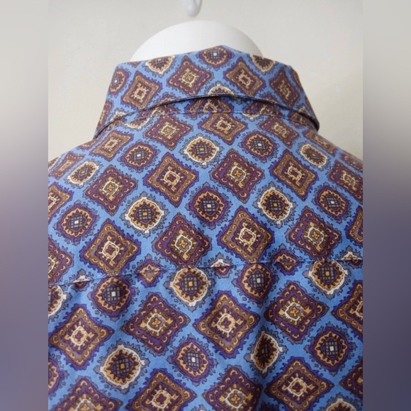 Lands’ End No Iron Supima Button-Up Shirt Women’s Size 8 Geometric Print - Picture 8 of 10